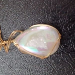 Druzy Quartz necklace. This necklace has a Mother Of Pearl shine to it.